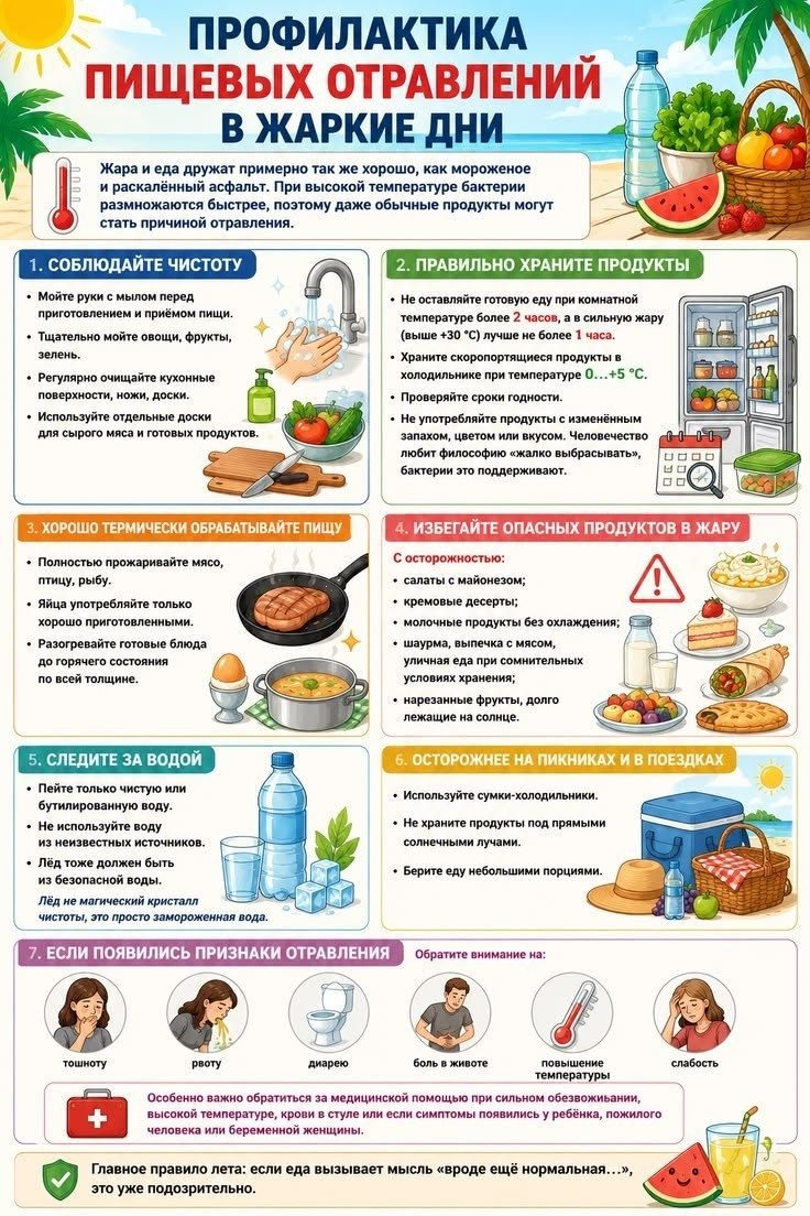 Профилактика пищевых отравлений в жаркие дни